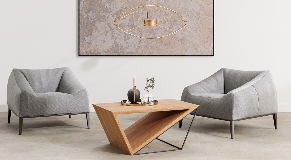 Void-Couchtisch aus massivem Holz