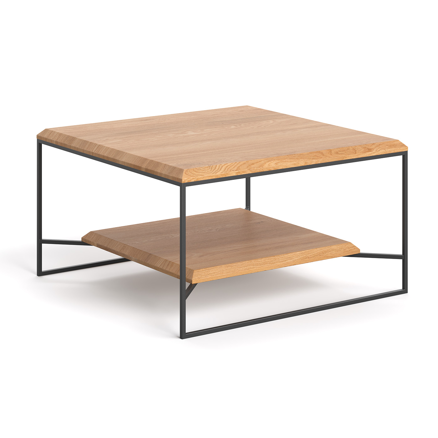 Quadratischer Mesa-Couchtisch mit Ablage