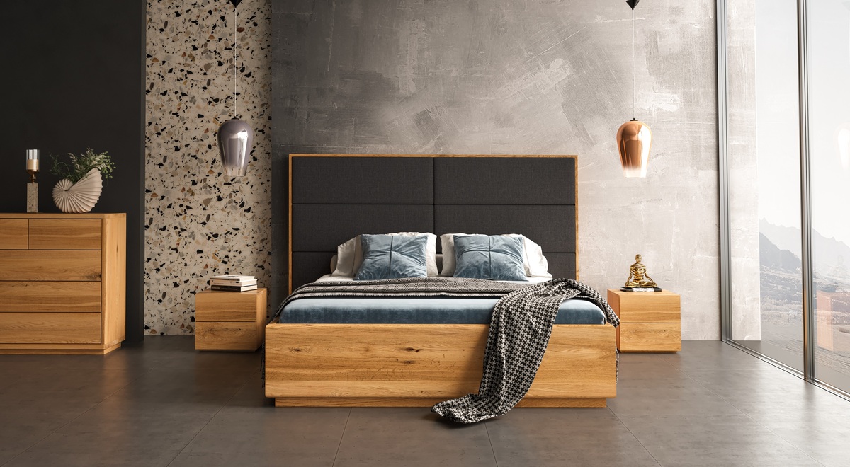 Dome-Bett aus Massivholz mit Bettkasten