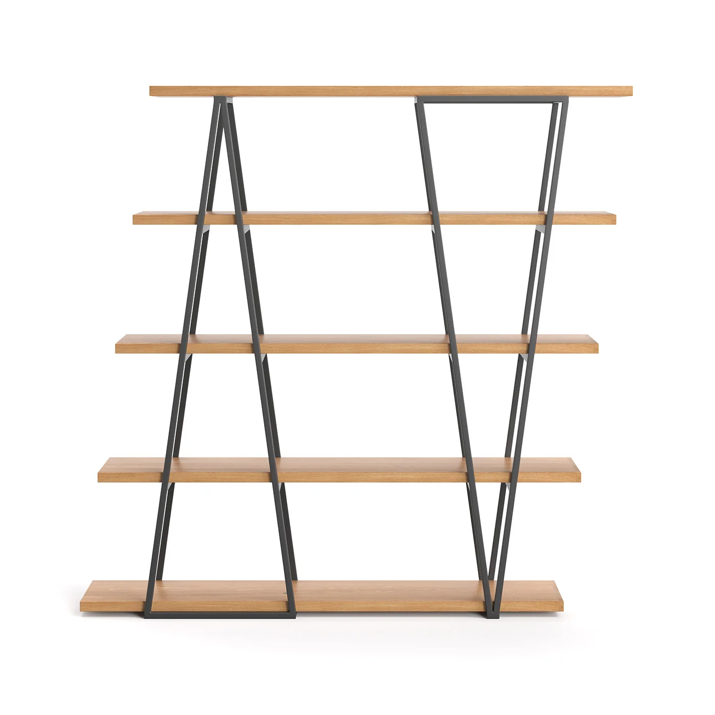 Industrielles Tilt-Bücherregal aus massivem Holz