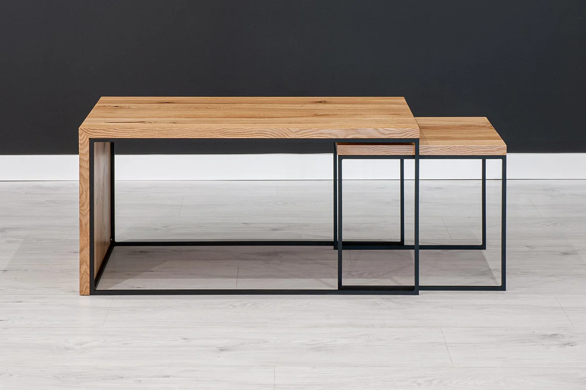 Mate-Couchtisch-Set aus massivem Holz